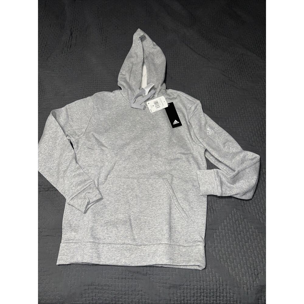 Adidas Fleece Hoodie Women’s Size Small Light Gray /White Logo New Tags